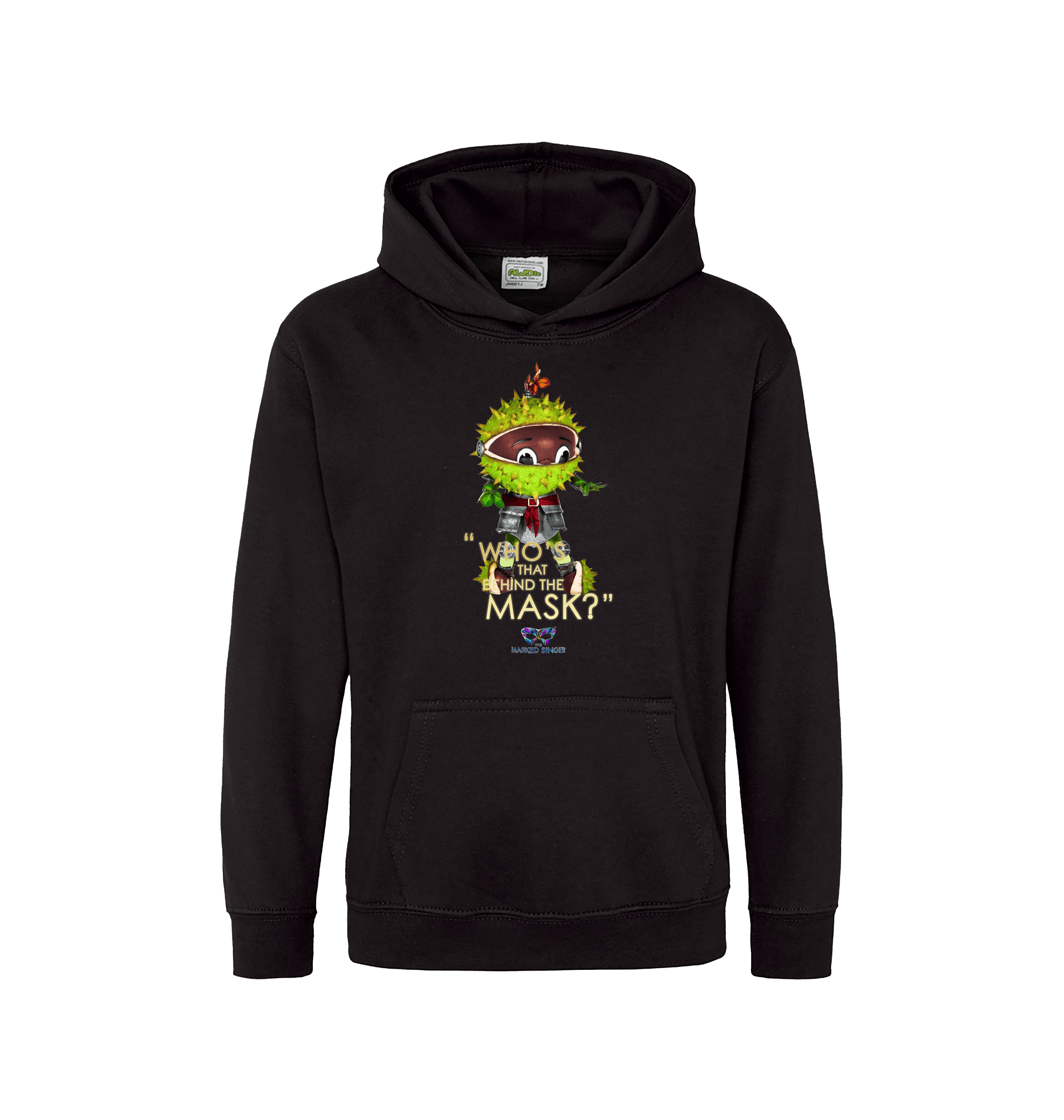 Jet Black Printed Kids Hoodie Front